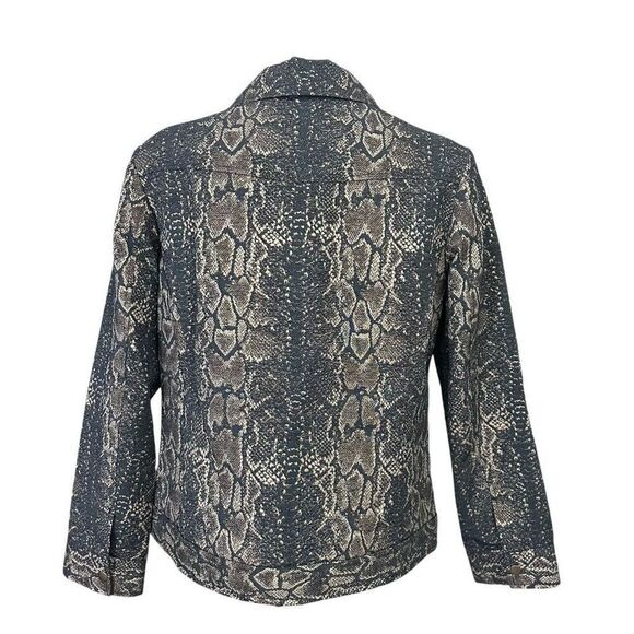 Chicos Snakeskin‎ Metallic Print Asymmetric Zip Moto Jacket Size 1 (M/8) - Picture 6 of 10